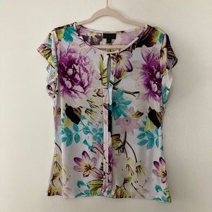 Worthington floral keyhole top